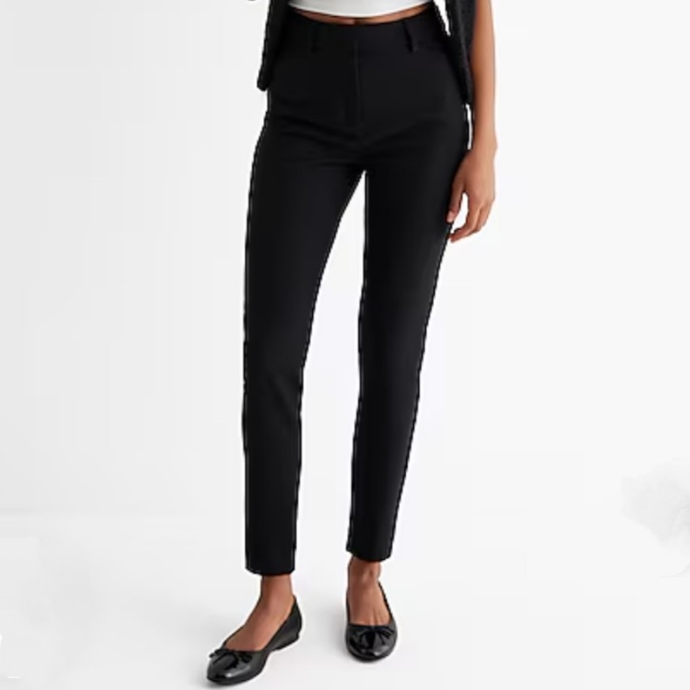 Express Skinny High Rise Super Soft Twill Pants Black Dress Pants Size 4 Long